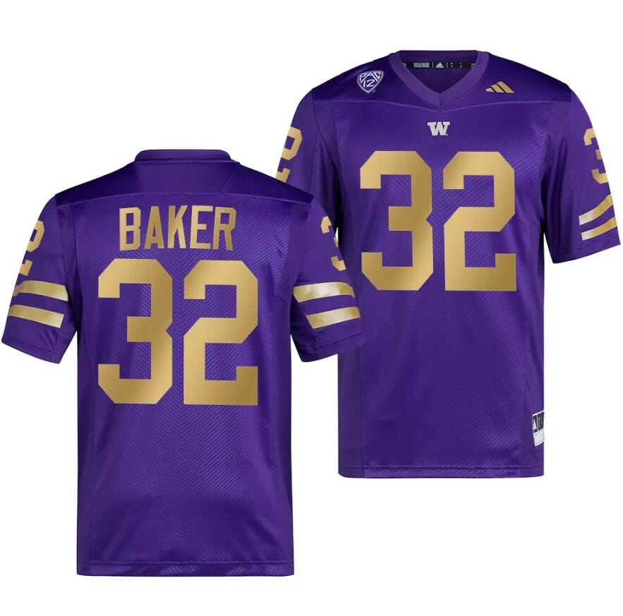 Men's Washington Huskies Budda Baker Jersey #32 College Football Premier Purple