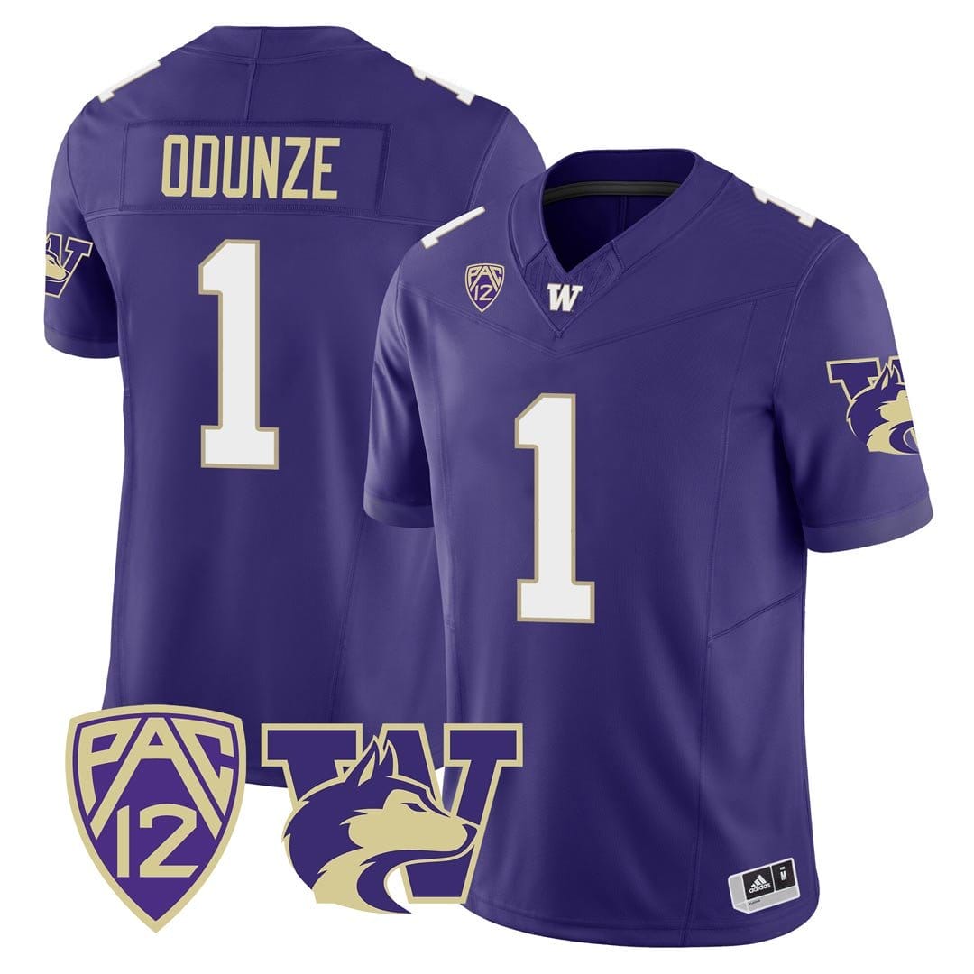 Men's Rome Odunze Jersey #1 Washington Huskies Logo Patch Football Stitched