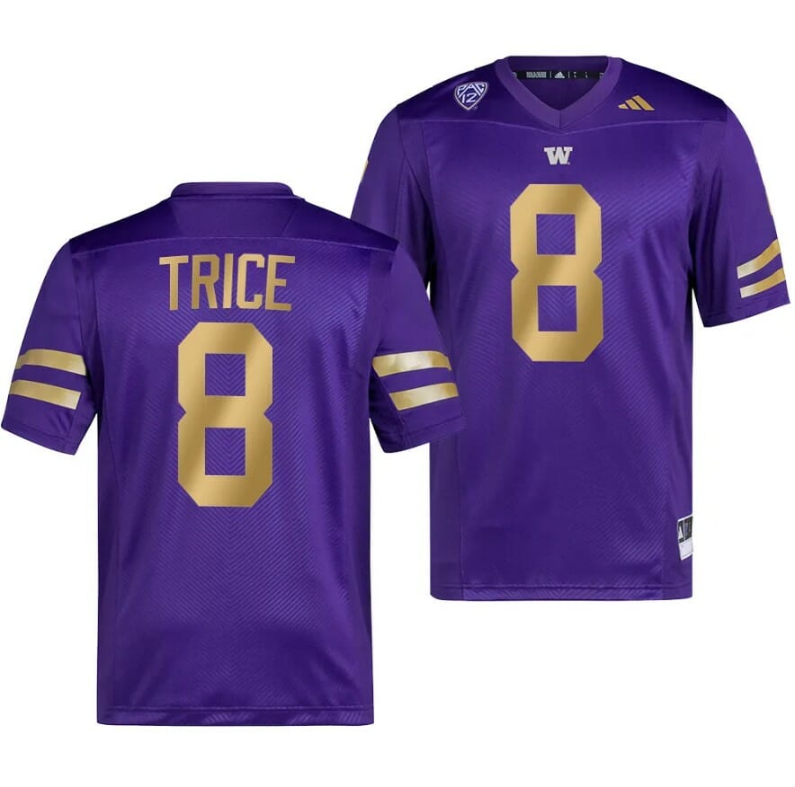 Men's Washington Huskies Bralen Trice Jersey #8 College Football Premier Purple