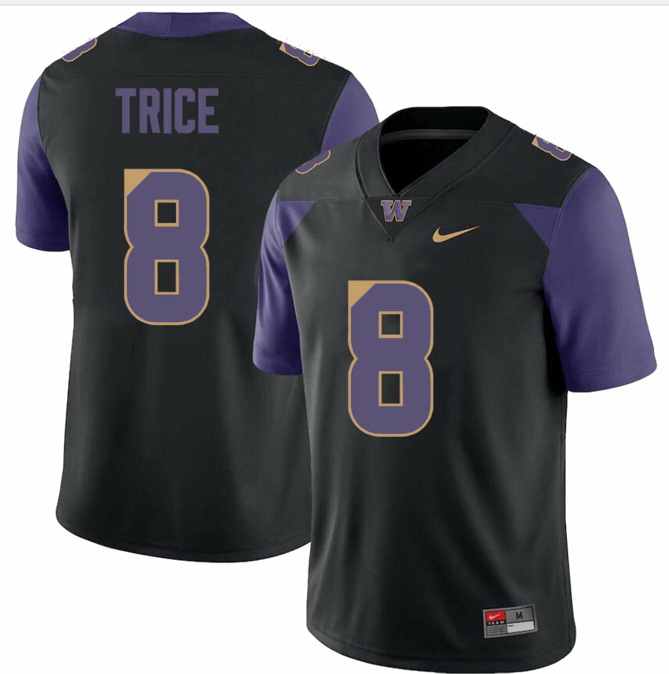 Men's Washington Huskies Bralen Trice Jersey #8 College Football Premier Black