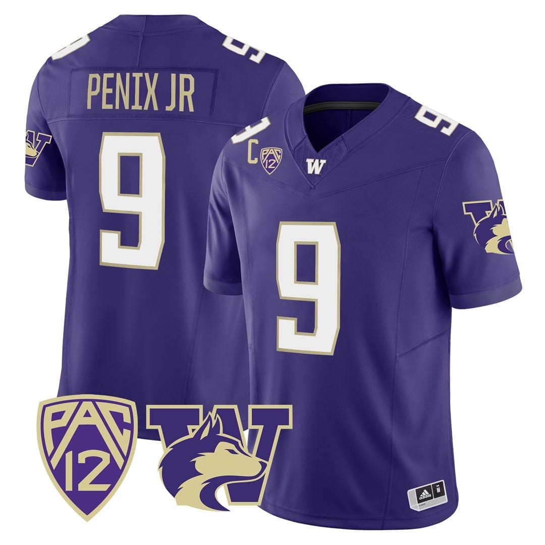 Men's Michael Penix Jr Jersey #9 Washington Huskies Logo Patch Football Stitched