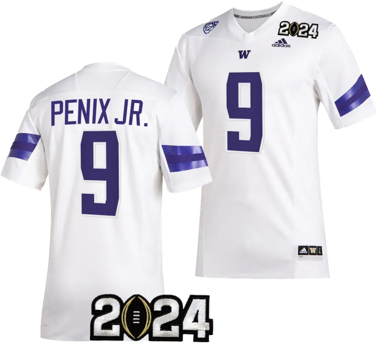 Men's Michael Penix Jr Jersey #9 Washington Huskies 2024 College Football Playoff National Championship White