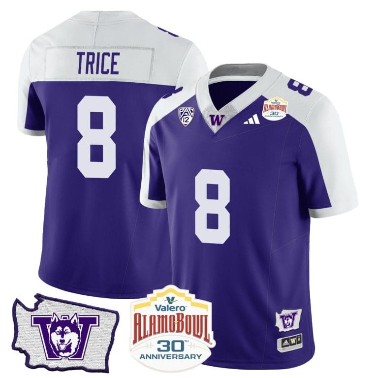 Men's Bralen Trice Jersey #8 Washington Huskies Alamo Bowl Patch Alternate Football Stitched