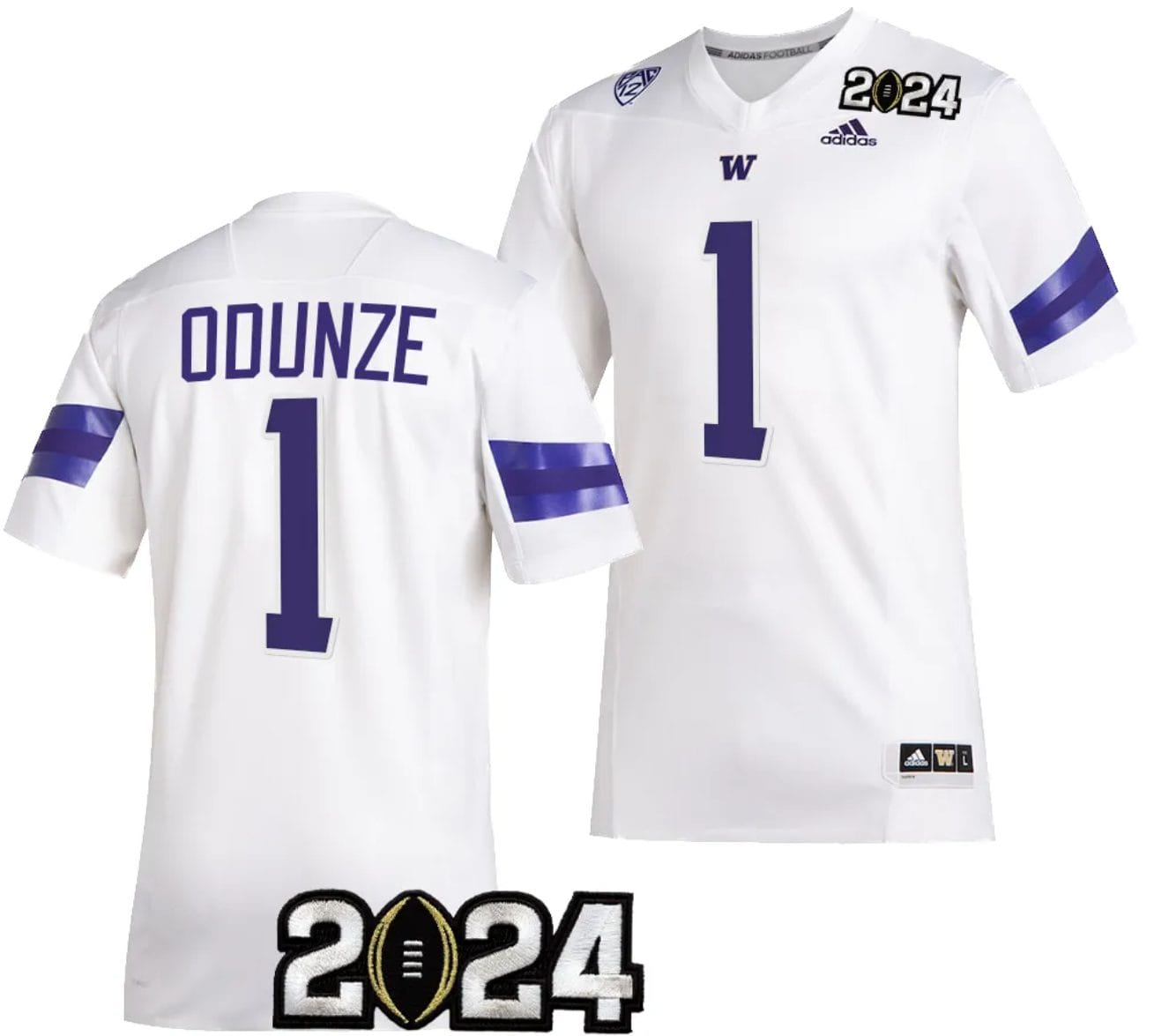 Men's Rome Odunze Jersey #1 Washington Huskies 2024 College Football Playoff National Championship White