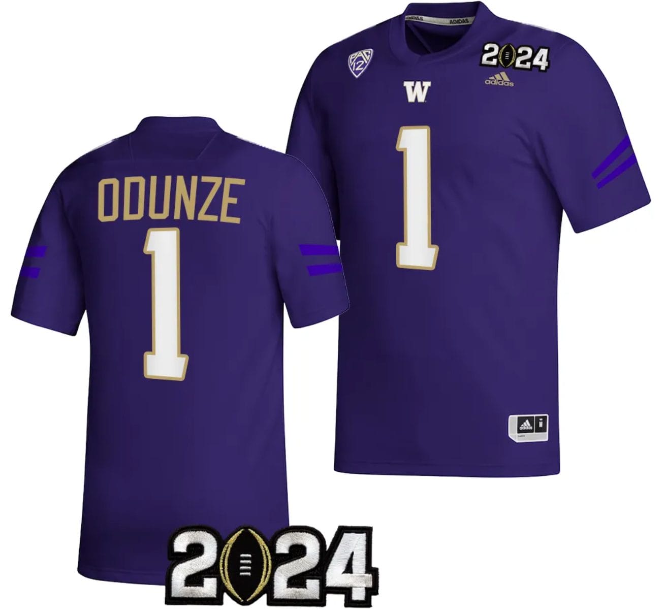 Men's Rome Odunze Jersey #1 Washington Huskies 2024 College Football Playoff National Championship Purple