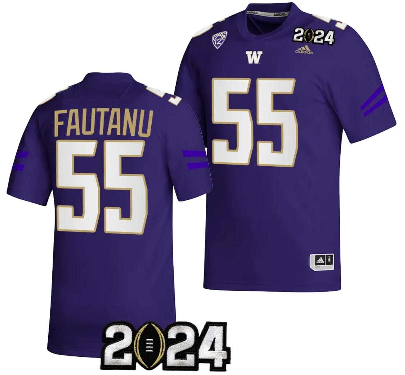 Men's Troy Fautanu Jersey #55 Washington Huskies 2024 College Football Playoff National Championship Purple