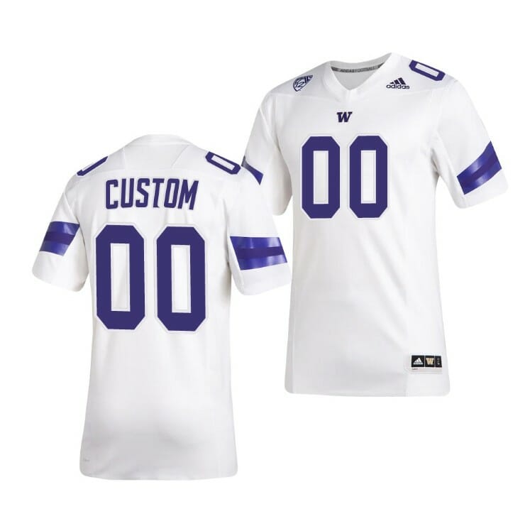 Men's Custom Washington Huskies Jersey White Premier Football Jersey