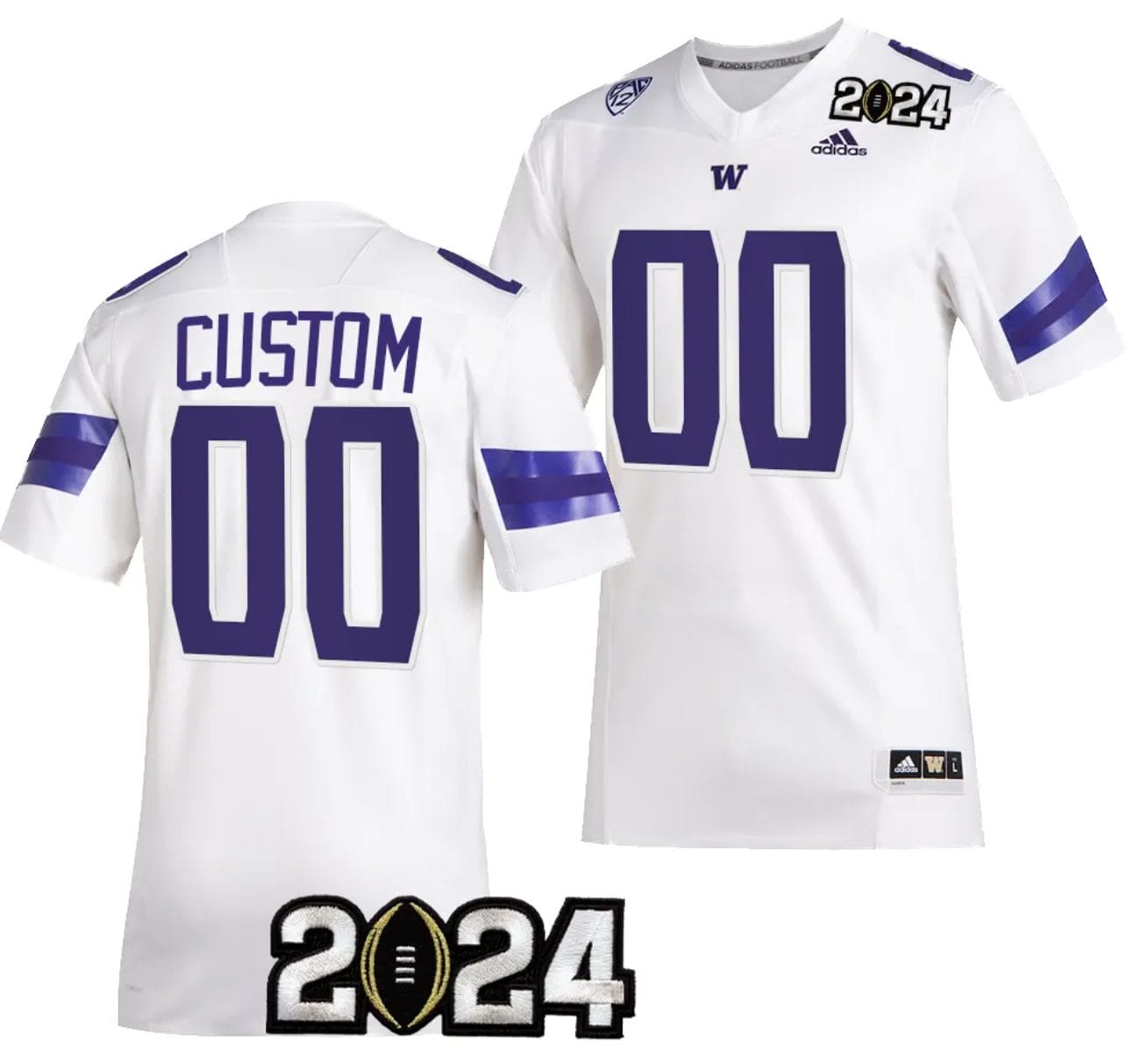 Men's Custom Washington Huskies Jersey Name and Number 2024 College Football Playoff National Championship White