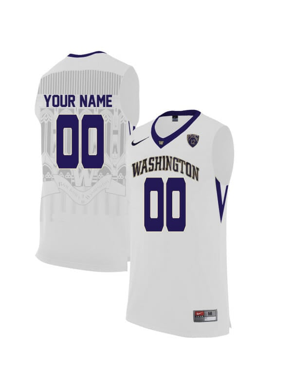 Men's Custom Washington Huskies Jersey College Basketball Name and Number Elite White