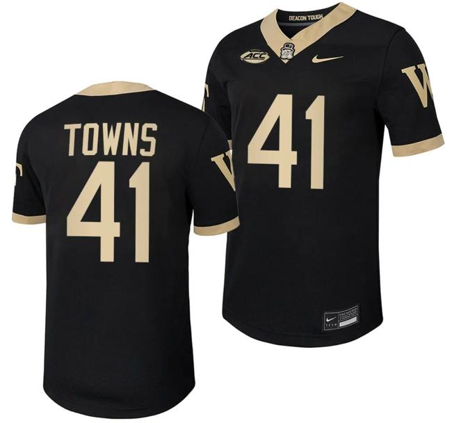 Men's Wake Forest Demon Deacons Will Towns Jersey Home College Football Replica Black #41