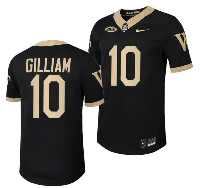 Men's Wake Forest Demon Deacons Charlie Gilliam Jersey Home College Football Replica Black #10