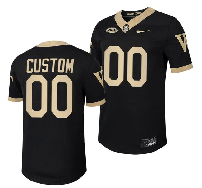 Men's Custom Wake Forest Demon Deacons Jersey Name and Number Home College Football Black Replica