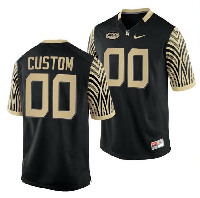 Men's Custom Wake Forest Demon Deacons Football Jersey Black 2021-22 College