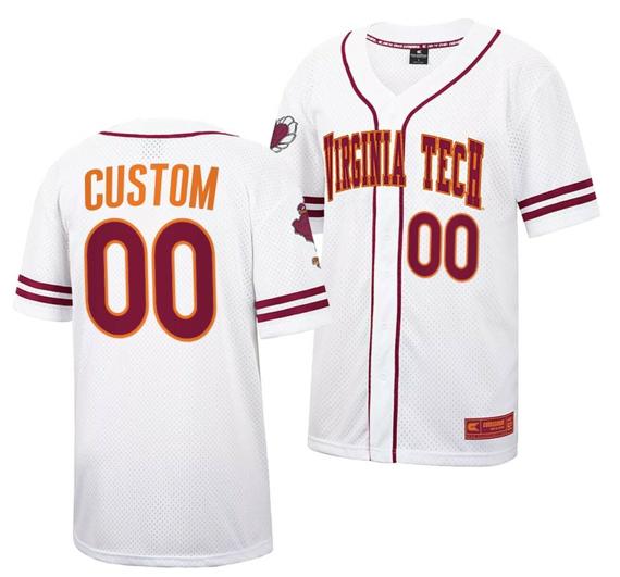 Men's Custom Virginia Tech Hokies Jersey Name and Number NCAA Baseball College White