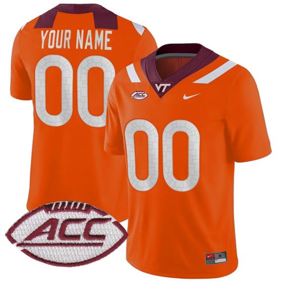 Men's Custom Virginia Tech Hokies Jersey Name and Number College Football Orange Alternate Game All Stitched