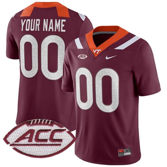 Men's Custom Virginia Tech Hokies Jersey Name and Number College Football Maroon Home Game All Stitched