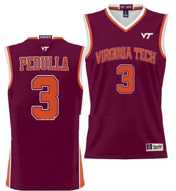 Men's Sean Pedulla Jersey Virginia Tech Hokies College Basketball NIL Pick-A-Player Maroon #3