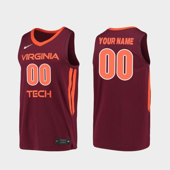 Men's Custom Name Number Virginia Tech Hokies Maroon Replica College Basketball Jersey