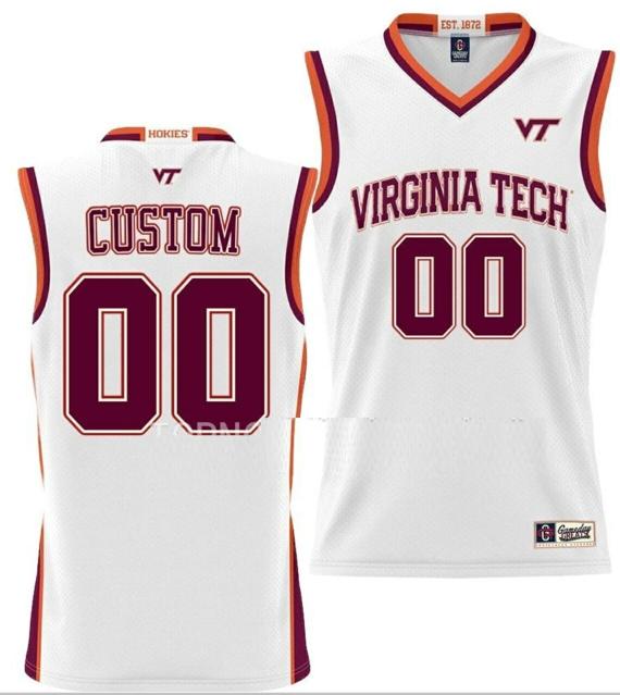 Men's Custom Virginia Tech Hokies Jersey Name and Number College Basketball NIL Pick-A-Player White