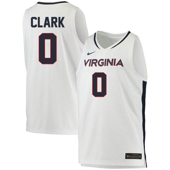 Men's Kihei Clark Jersey #0 Virginia Cavaliers College Basketball Stitched White