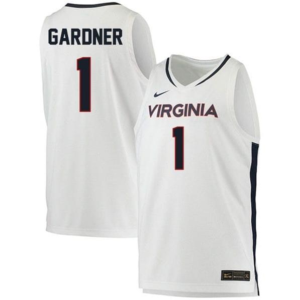 Men's Jayden Gardner Jersey #1 Virginia Cavaliers College Basketball Stitched White