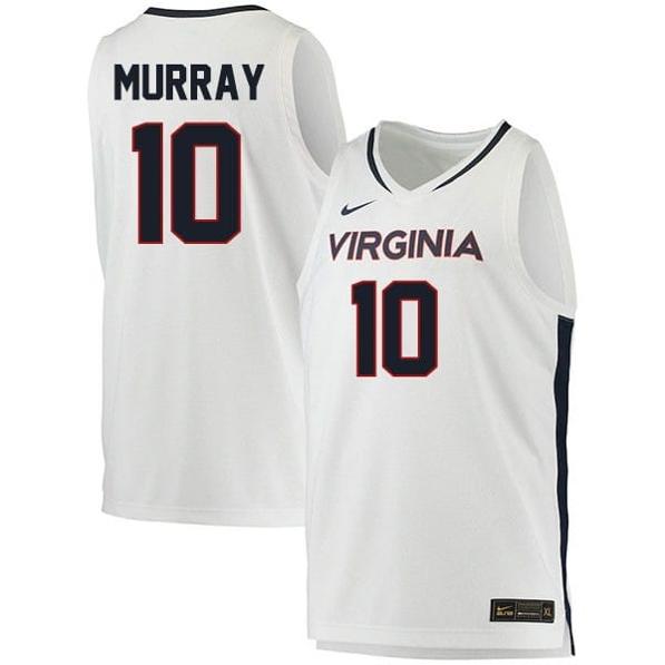 Men's Taine Murray Jersey #10 Virginia Cavaliers College Basketball Stitched White