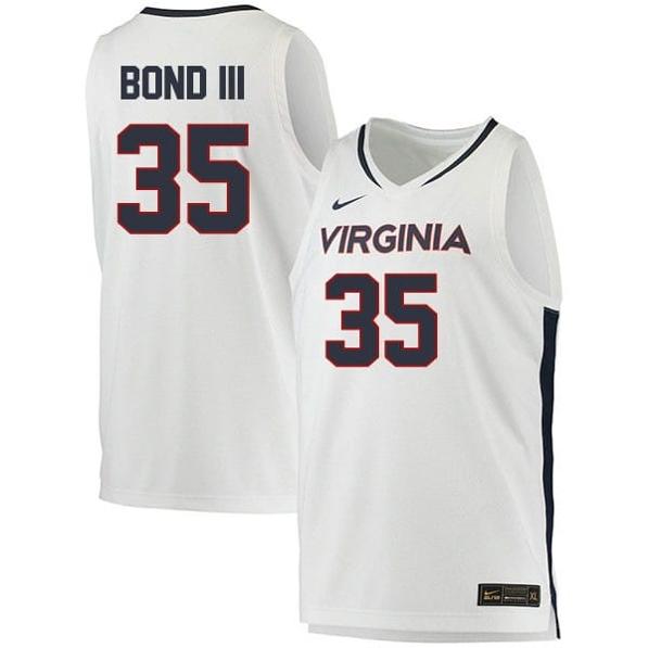 Men's Leon Bond III Jersey #35 Virginia Cavaliers College Basketball Stitched White