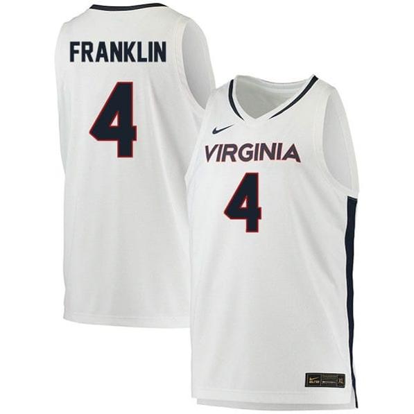 Men's Armaan Franklin Jersey #4 Virginia Cavaliers College Basketball Stitched White