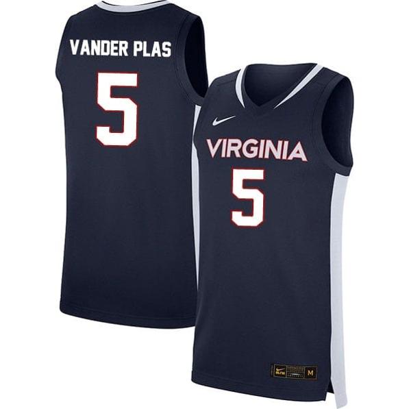 Men's Ben Vander Plas Jersey #5 Virginia Cavaliers College Basketball Stitched Navy