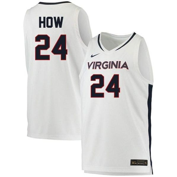 Men's Tristan How Jersey #24 Virginia Cavaliers College Basketball Stitched White