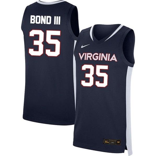 Men's Leon Bond III Jersey #35 Virginia Cavaliers College Basketball Stitched Navy