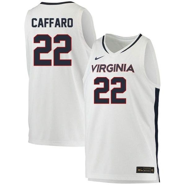 Men's Francisco Caffaro Jersey #22 Virginia Cavaliers College Basketball Stitched White