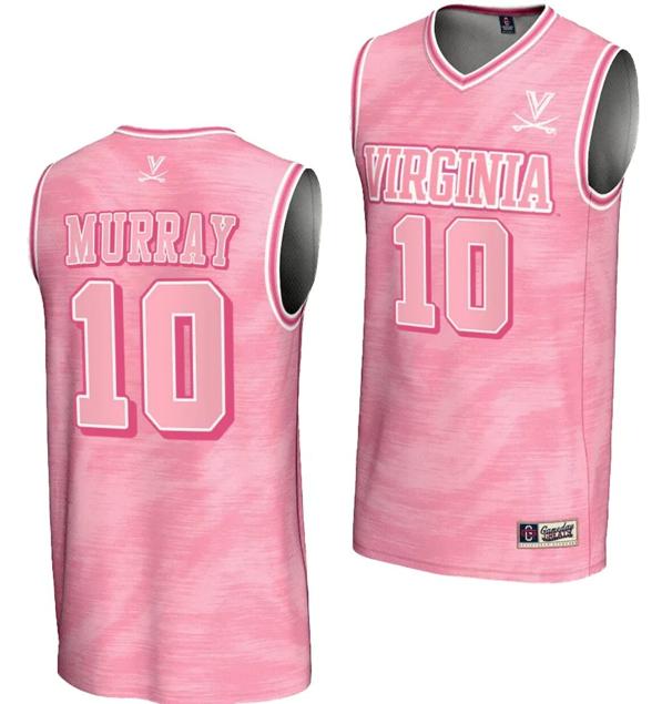 Men's Taine Murray Jersey #10 Virginia Cavaliers College Basketball Lightweight Pink