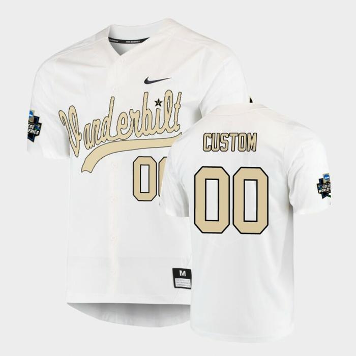 Men's Vanderbilt Commodores Custom White World Series Baseball Jersey