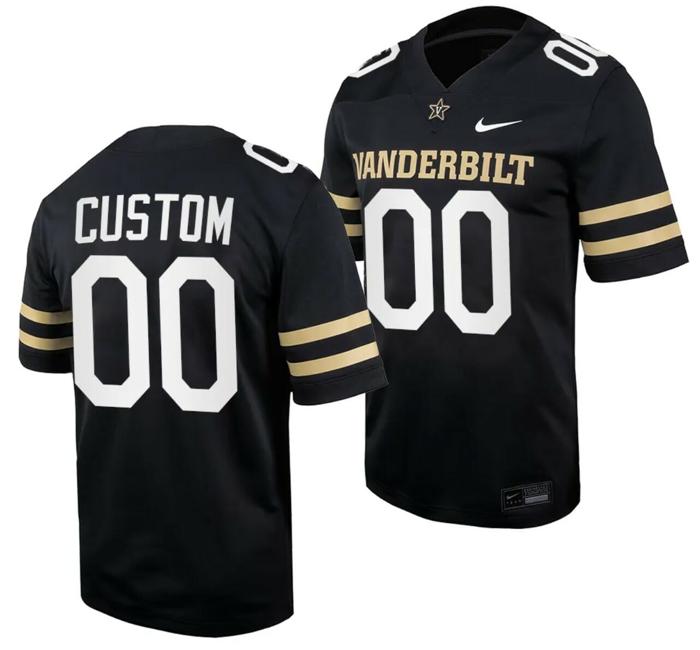 Men's Custom Vanderbilt Commodores Jersey Name and Number Home College Football Black