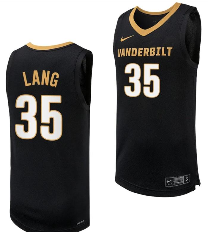 Men's Carter Lang Jersey #35 Vanderbilt Commodores Replica Basketball uniform Black