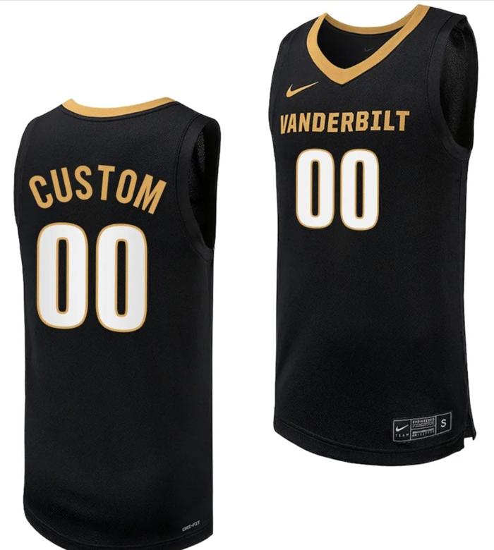 Men's Custom Vanderbilt Commodores Jersey Replica Basketball uniform Black 2023-24