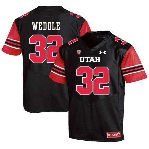 Men's Utah Utes #32 Eric Weddle NCAA College Football Jersey Black