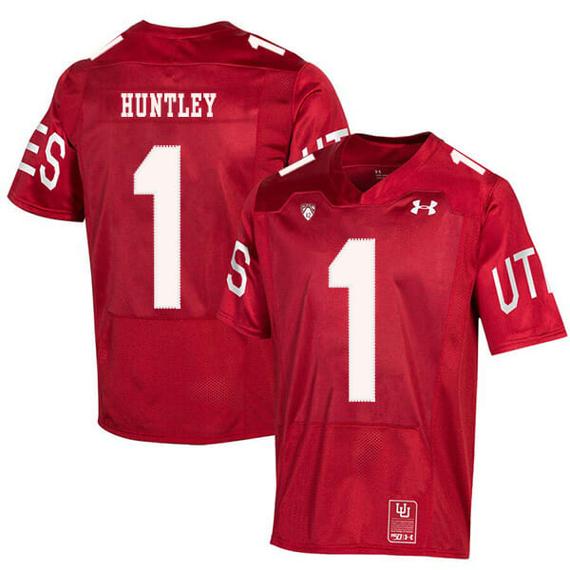 Men's Utah Utes #1 Tyler Huntley NCAA College Football Jersey Red