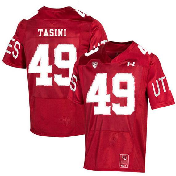 Men's Utah Utes #49 Pasoni Tasini NCAA College Football Jersey Red