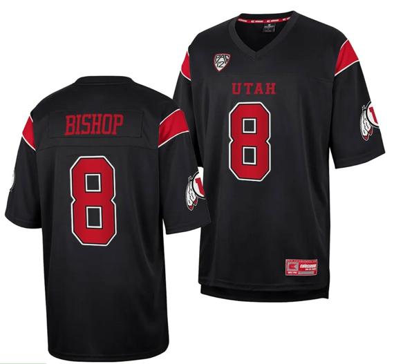 Men's Utah Utes #8 Cole Bishop Jersey Throwback College Football Black