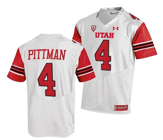 Men's Utah Utes #4 Mycah Pittman Jersey College Football White Replica