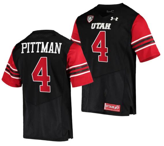 Men's Utah Utes #4 Mycah Pittman Jersey College Football Black