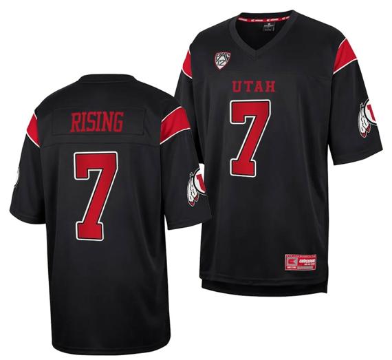 Men's Utah Utes #7 Cameron Rising Jersey Throwback College Football Black