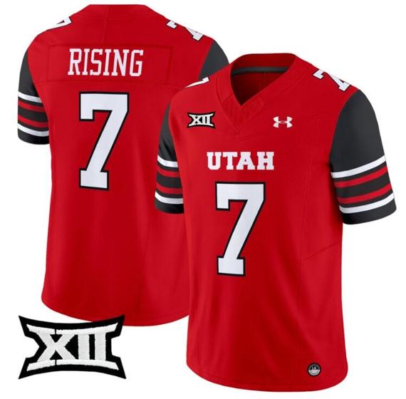 Men's Cameron Rising Jersey #7 Utah Utes Vapor Limited College Football Stitched Red