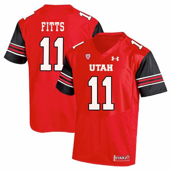 Men's Utah Utes #11 Kylie Fitts NCAA College Football Jersey Red