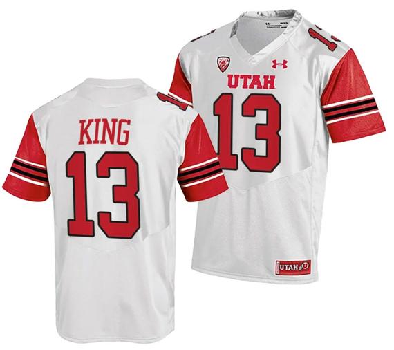 Men's Utah Utes #13 Landen King Jersey College Football White