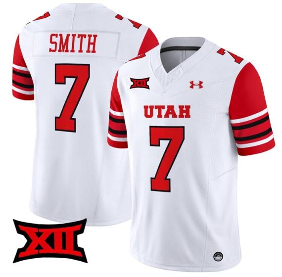 Men's Steve Smith Sr Jersey #7 Utah Utes Vapor Limited College Football Stitched White