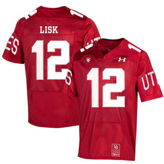 Men's Utah Utes #12 Drew Lisk NCAA College Football Jersey Red