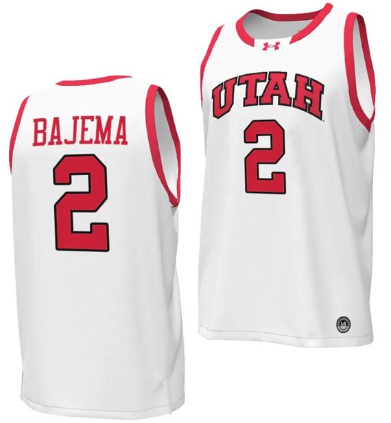 Men's Cole Bajema Jersey #2 Utah Utes College Basketball 2023-24 Replica White